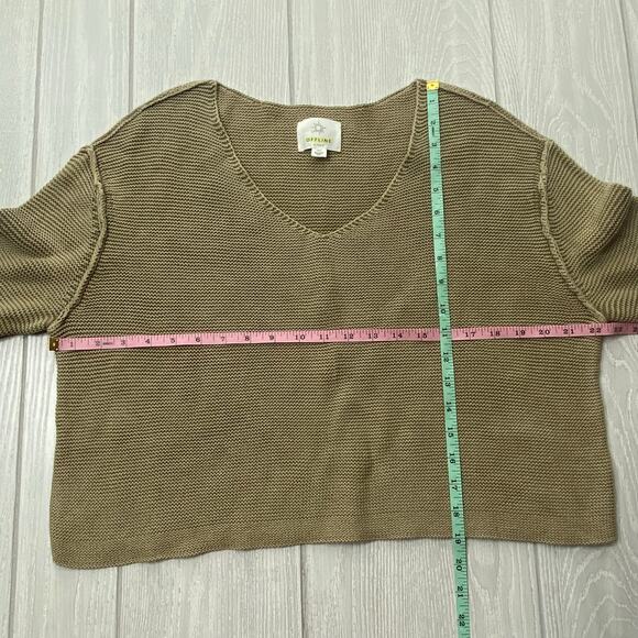 Offline by Aerie Women's Tan Crochet Pullover Cotton Crop Sweater Size Medium - Picture 4 of 7